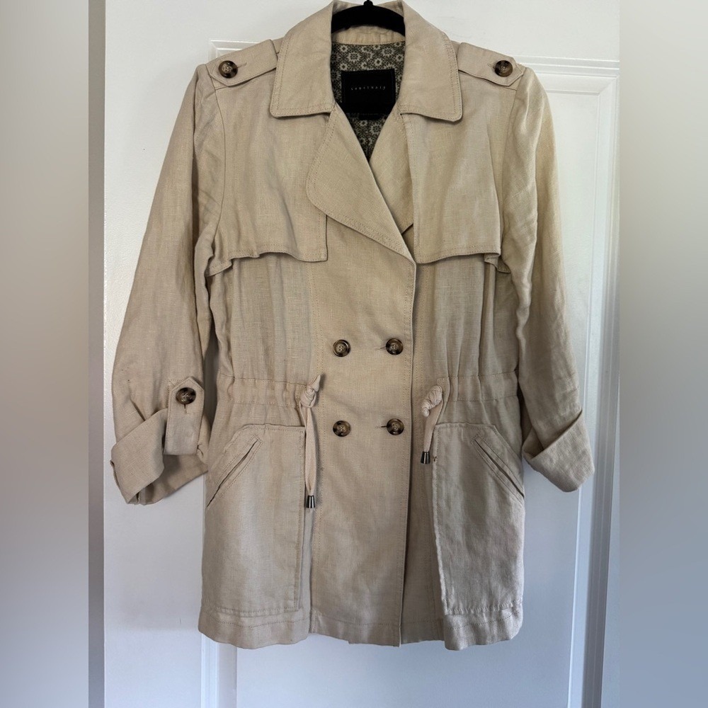 Sanctuary Womens Beige Double Breasted Utility Trench Coat Jacket Size small